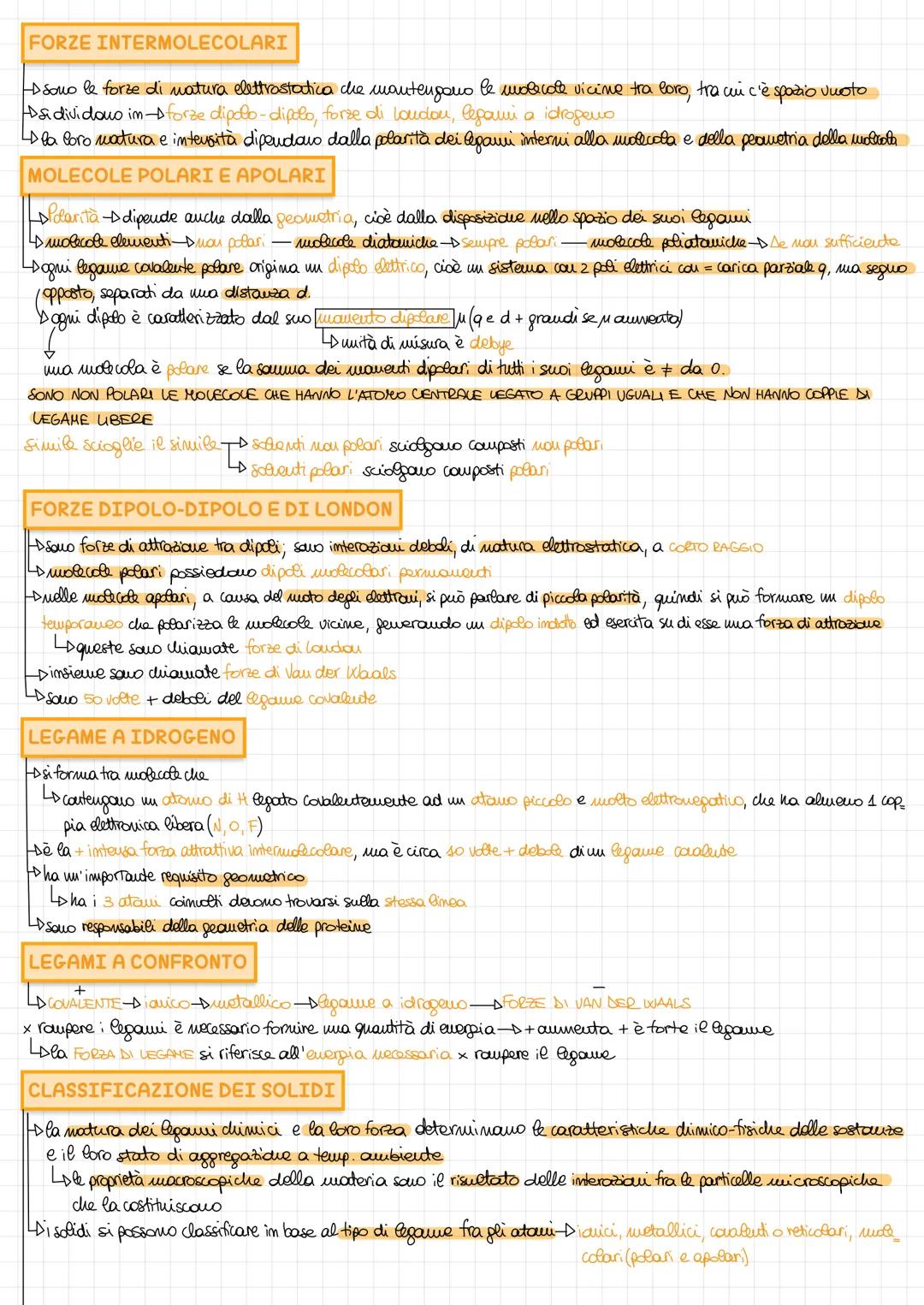 FORZE INTERMOLECOLARI
▷ sono le forze di matura elettrostatica che mantengono le molecole vicine tra loro, tra cui c'è spazio vuoto
si divid