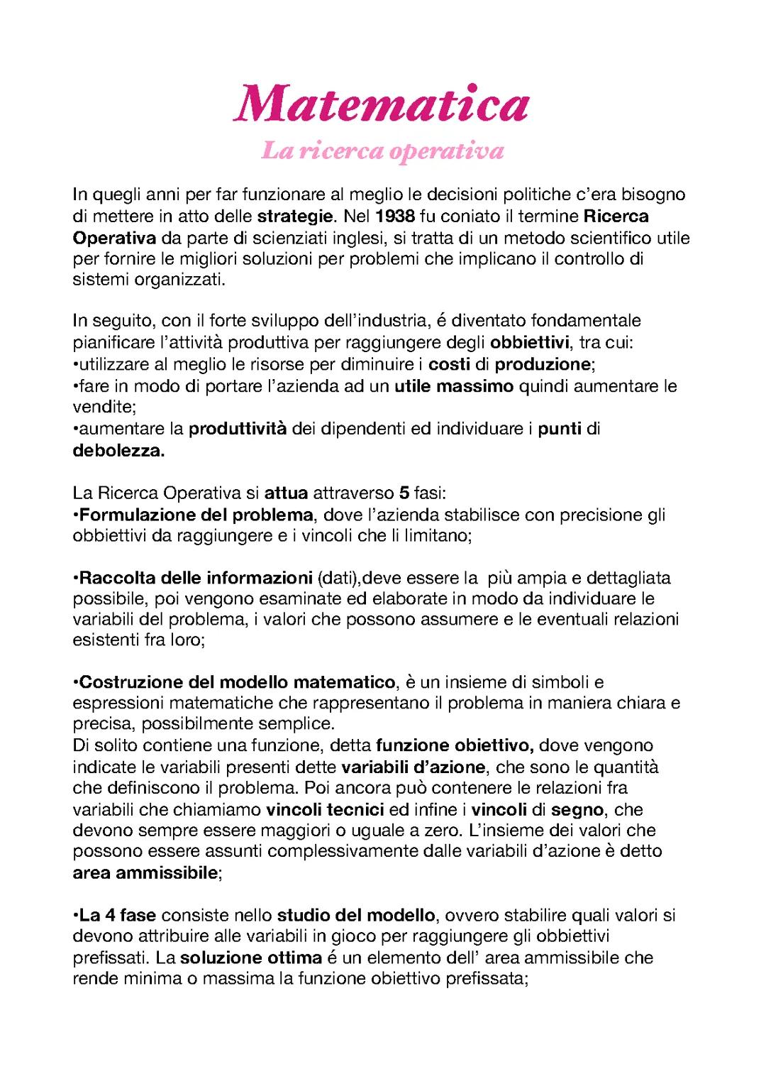 La ricerca operativa 