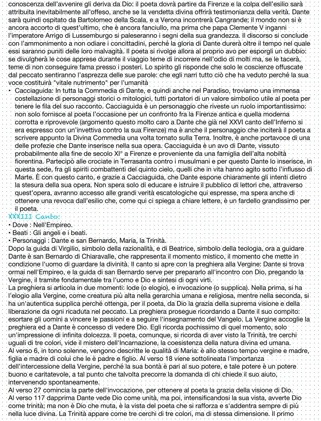 Paradiso
Il Regno del Paradiso, descritto da Dante nella sua Commedia, non è più connesso alla Terra: tutto è
eterno ed etereo. Le parti che