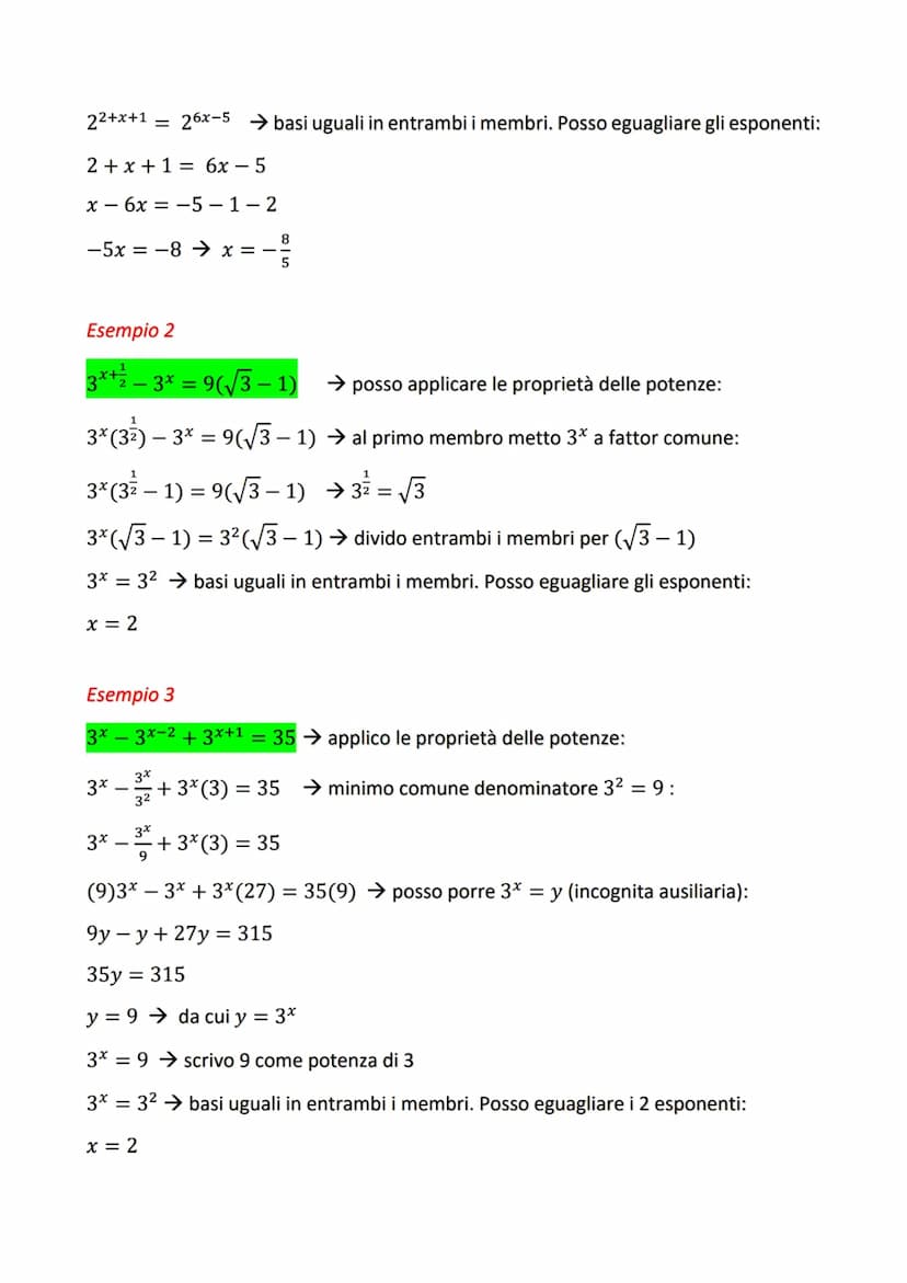 EQUAZIONI E DISEQUAZIONI
ESPONENZIALI
EQUAZIONI
ax
b
Regola generale: a* = b ⇒ loga(b) = x
Condizioni
b≤0
a = 1; b
1
a = 1; b = 1
a> 0; a = 
