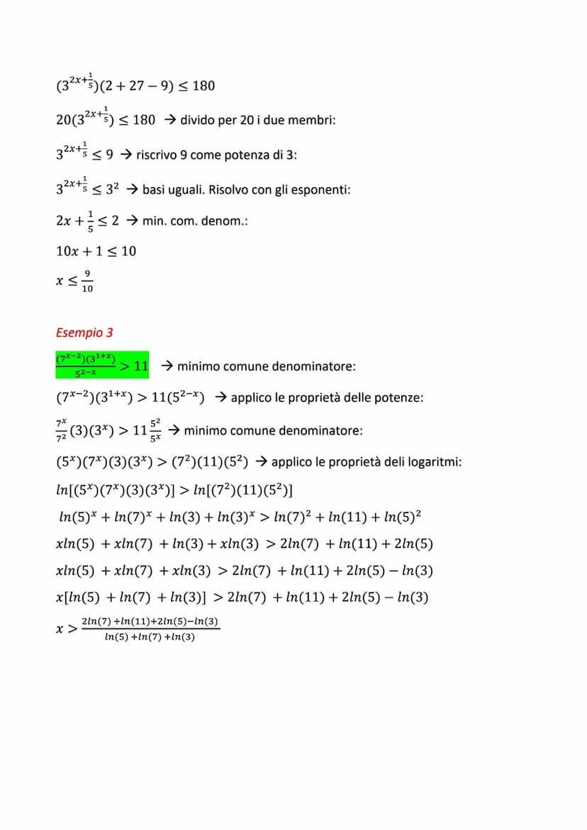 EQUAZIONI E DISEQUAZIONI
ESPONENZIALI
EQUAZIONI
ax
b
Regola generale: a* = b ⇒ loga(b) = x
Condizioni
b≤0
a = 1; b
1
a = 1; b = 1
a> 0; a = 