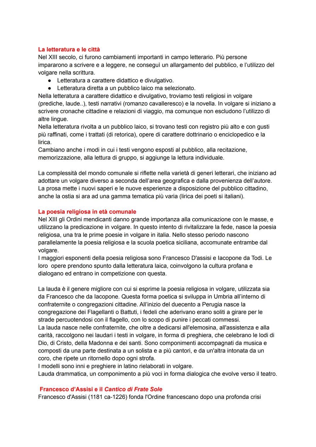 LE PRIME FORME LETTERARIE IN VOLGARE
Un ruolo importante nella produzione e trasmissione dei primi documenti letterari lo
ebbero, oltre ai c