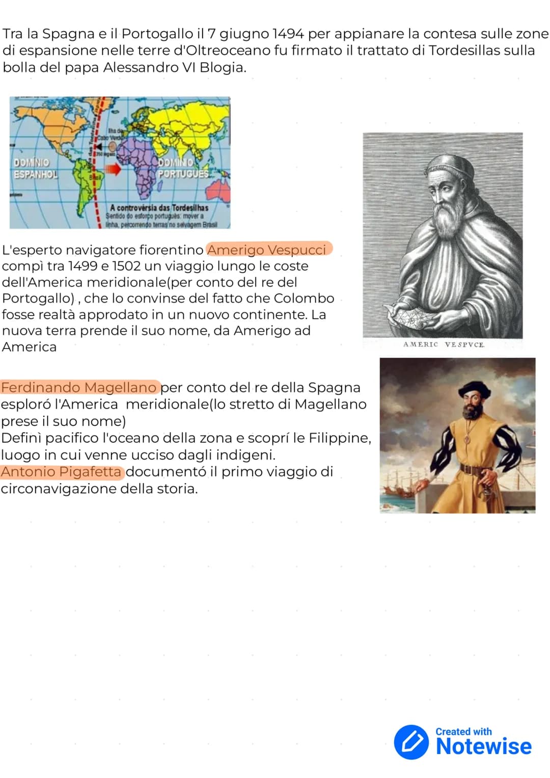 La scoperta dell' America
Tra 1415 e 1522 i protagonisti indiscussi dei viaggi di esplorazione e di conquista, che
portarono alla scoperta d