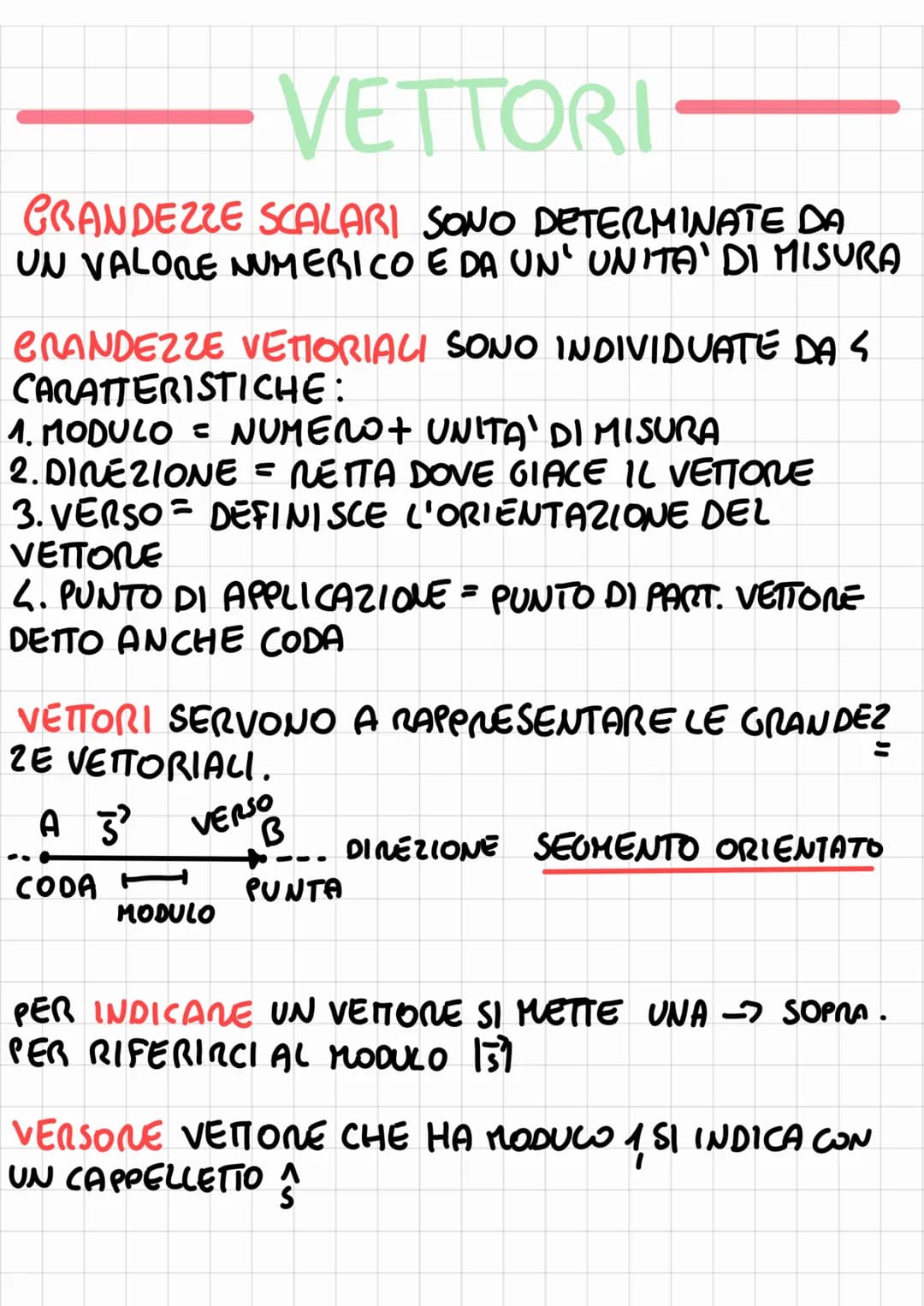 
<h2 id="definizionedellegrandezzevettoriali">Definizione delle grandezze vettoriali</h2>
<p>Le grandezze scalari sono determinate da un val