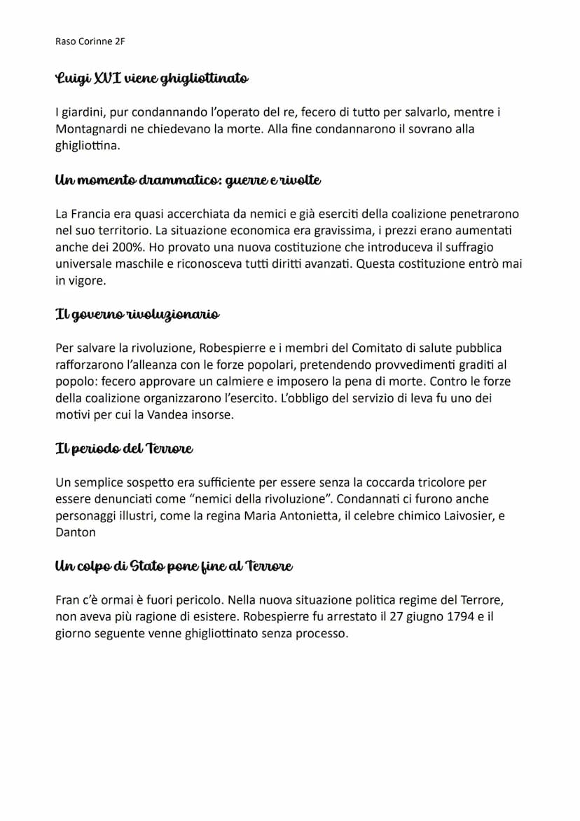 Raso Corinne 2F
La rivoluzione francese
La popolazione francese è divisa in ceti
Verso la fine del settecento la Francia contava quasi 26 mi