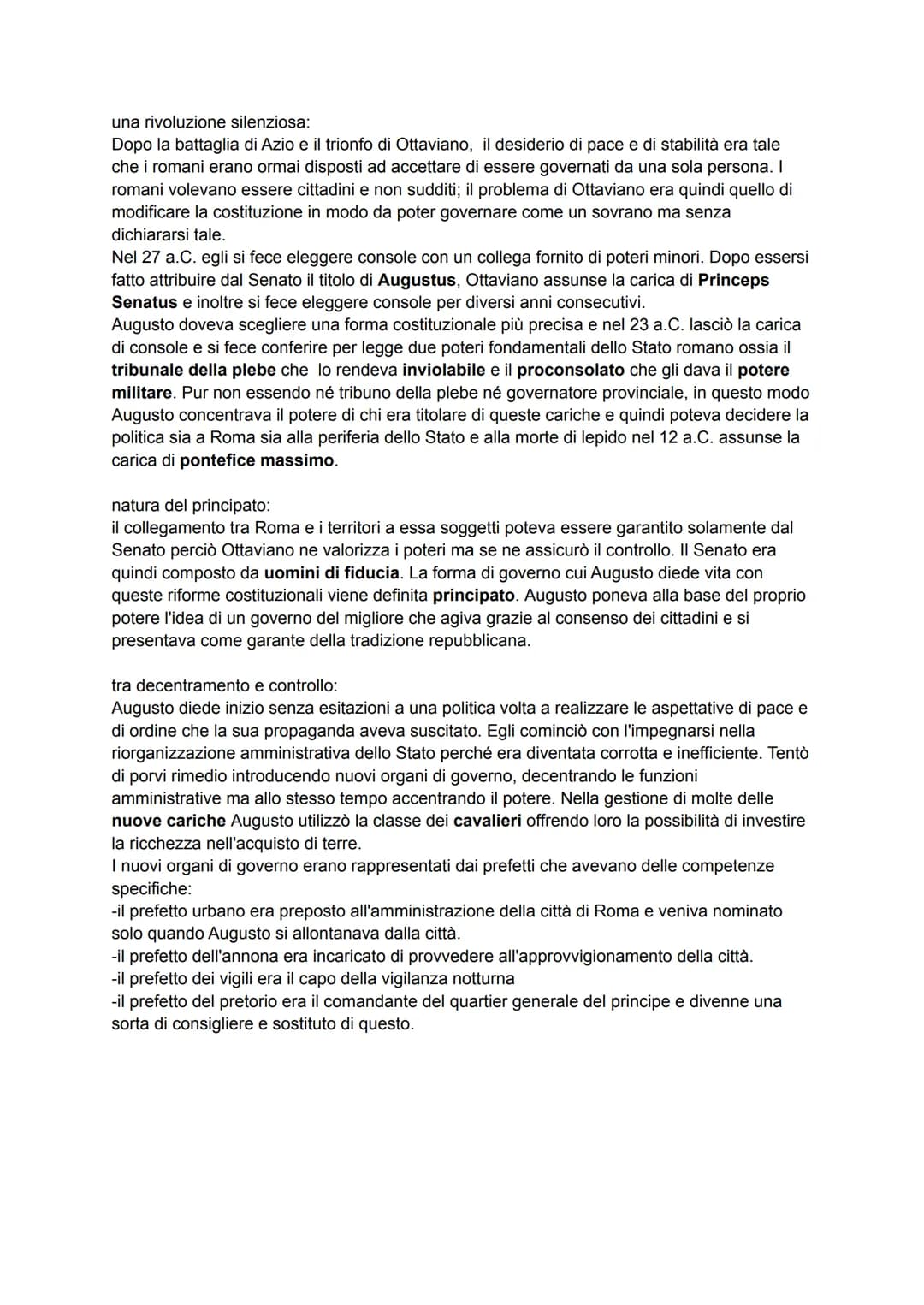 una rivoluzione silenziosa:
Dopo la battaglia di Azio e il trionfo di Ottaviano, il desiderio di pace e di stabilità era tale
che i romani e