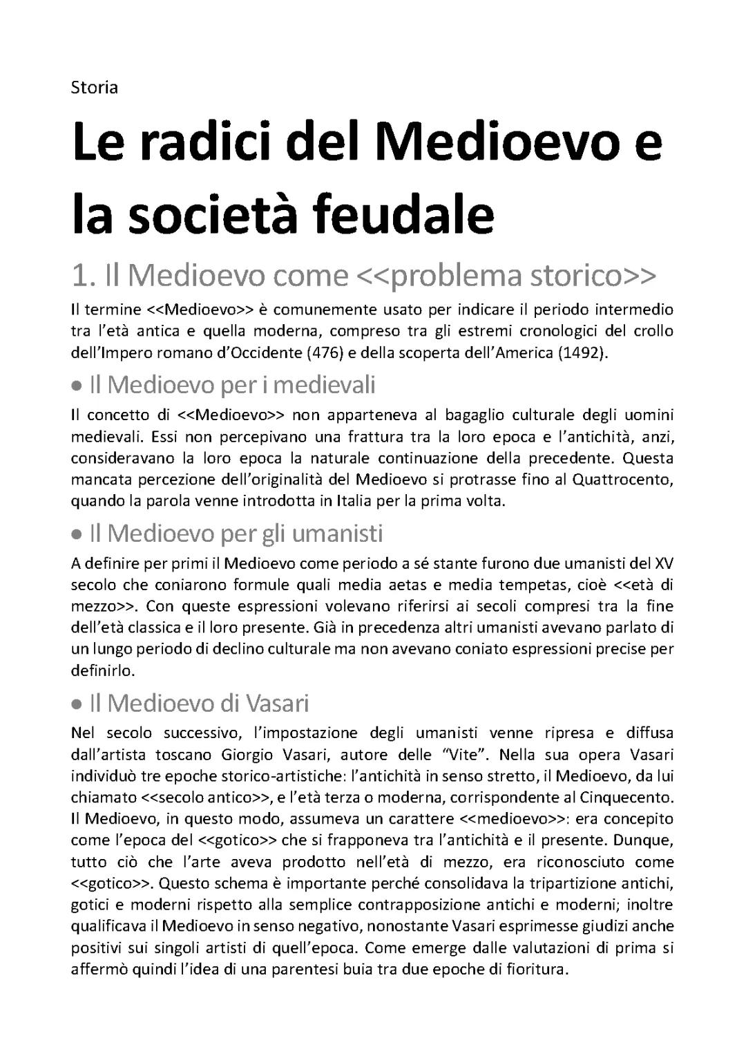 Le radici del Medioevo e la società feudale
