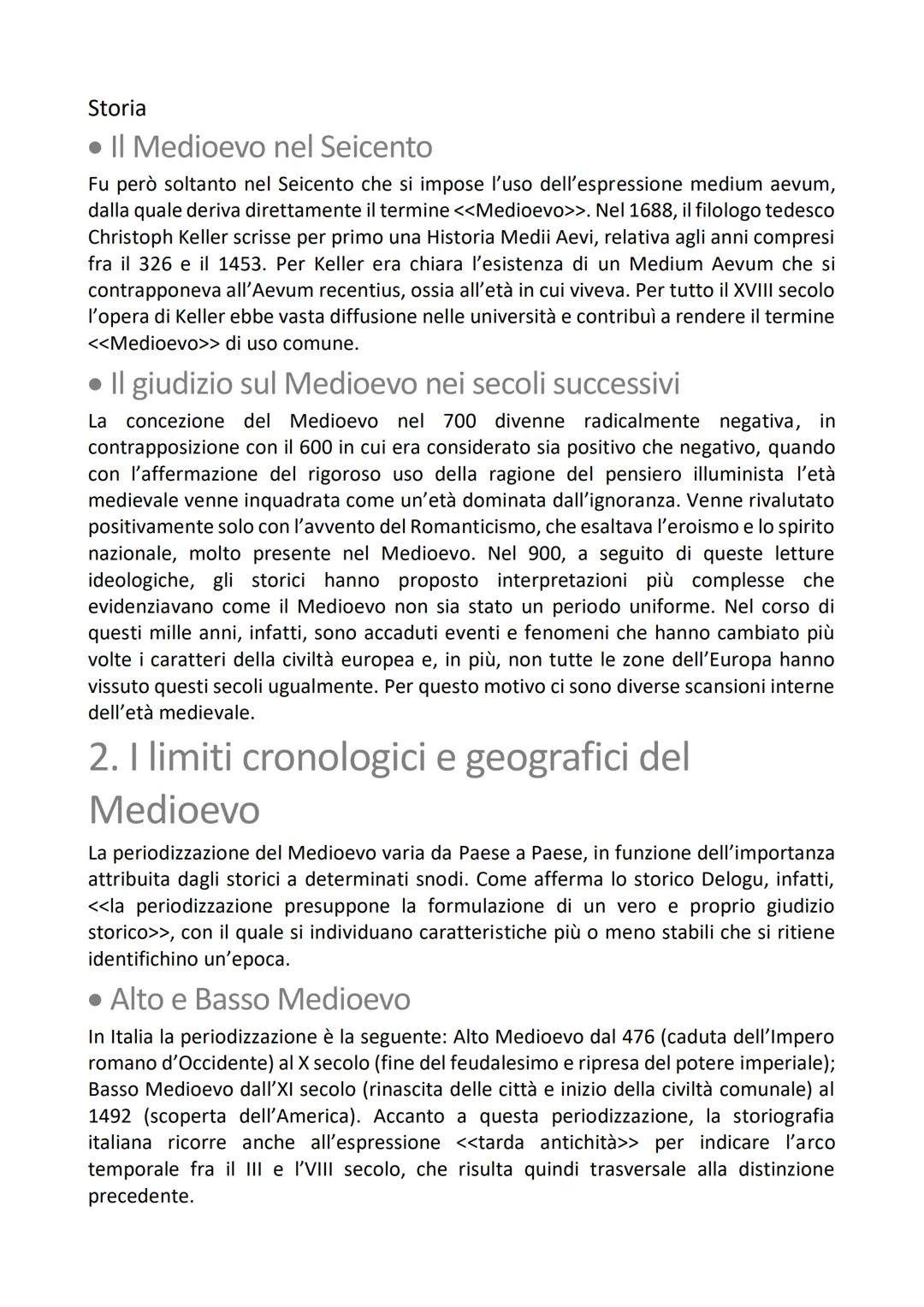 Storia
Le radici del Medioevo e
la società feudale
1. Il Medioevo come <<problema storico>>
Il termine <<Medioevo>> è comunemente usato per 
