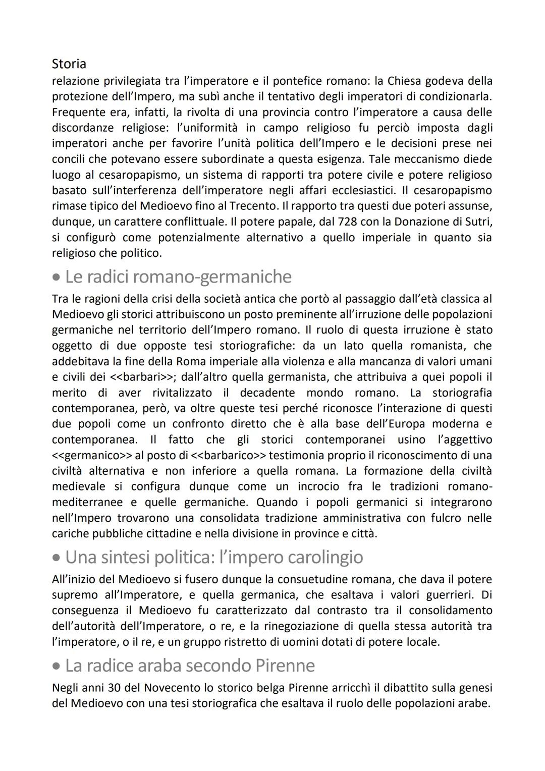 Storia
Le radici del Medioevo e
la società feudale
1. Il Medioevo come <<problema storico>>
Il termine <<Medioevo>> è comunemente usato per 