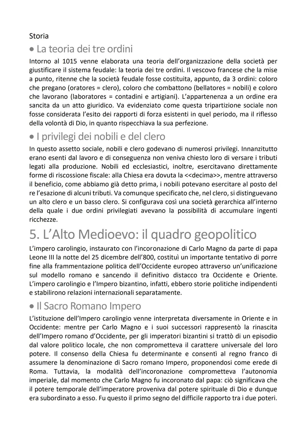 Storia
Le radici del Medioevo e
la società feudale
1. Il Medioevo come <<problema storico>>
Il termine <<Medioevo>> è comunemente usato per 