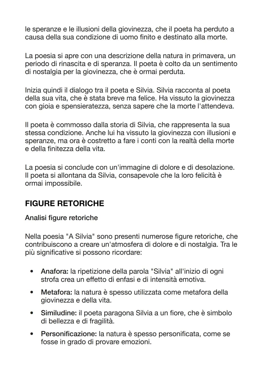 A SILVIA
Parafrasi
1. Silvia, ti ricordi ancora
2. quel periodo della tua vita terrena
3. quando la bellezza risplendeva
4. nei tuoi occhi s