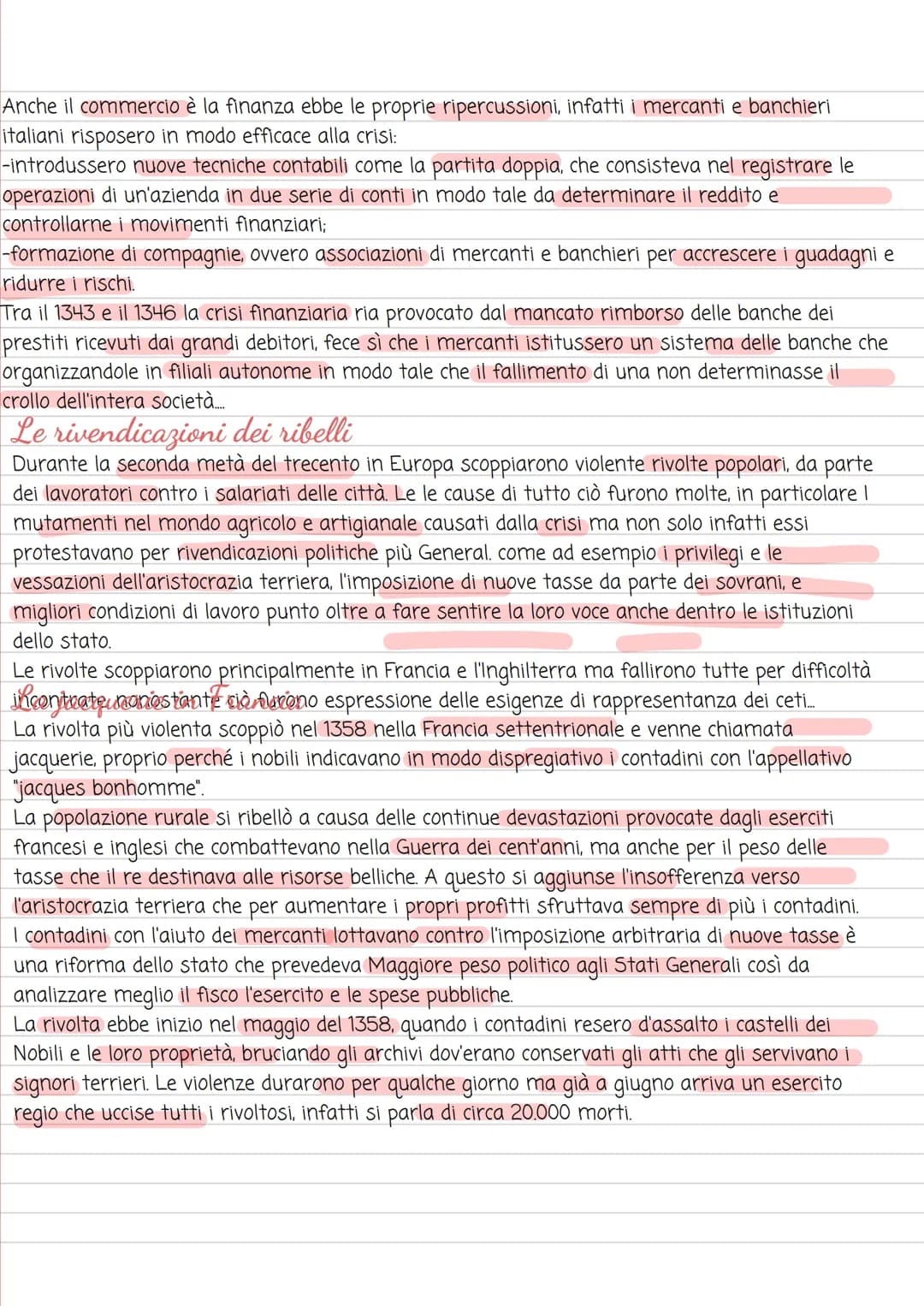 La crisi del Trecento...
La crisi economica
La rinascita dell'Europa iniziata nel XI secolo era stata caratterizzata da un aumento della
pro