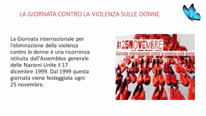 A
LE VIOLENZE SULLE
DONNE
RICERCA DI ILARIA DE NARDO 2°A
2021/2022
1 LA GIORNATA CONTRO LA VIOLENZA SULLE DONNE
La Giornata internazionale p
