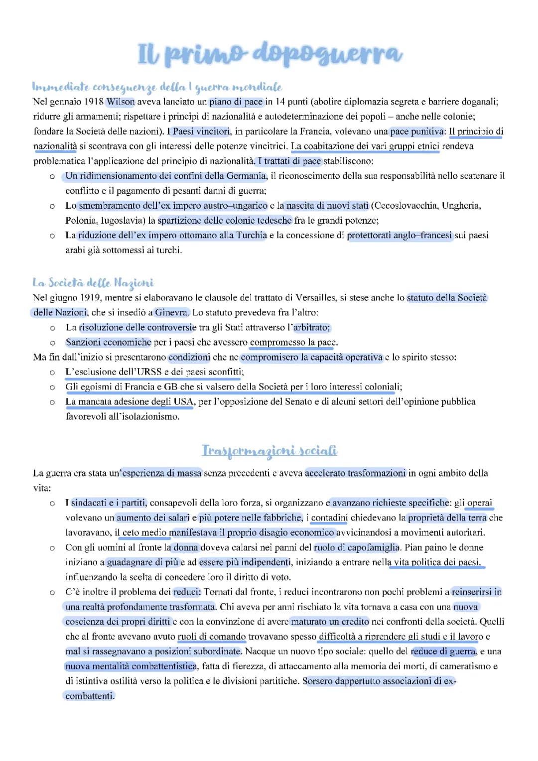 Il primo dopoguerra