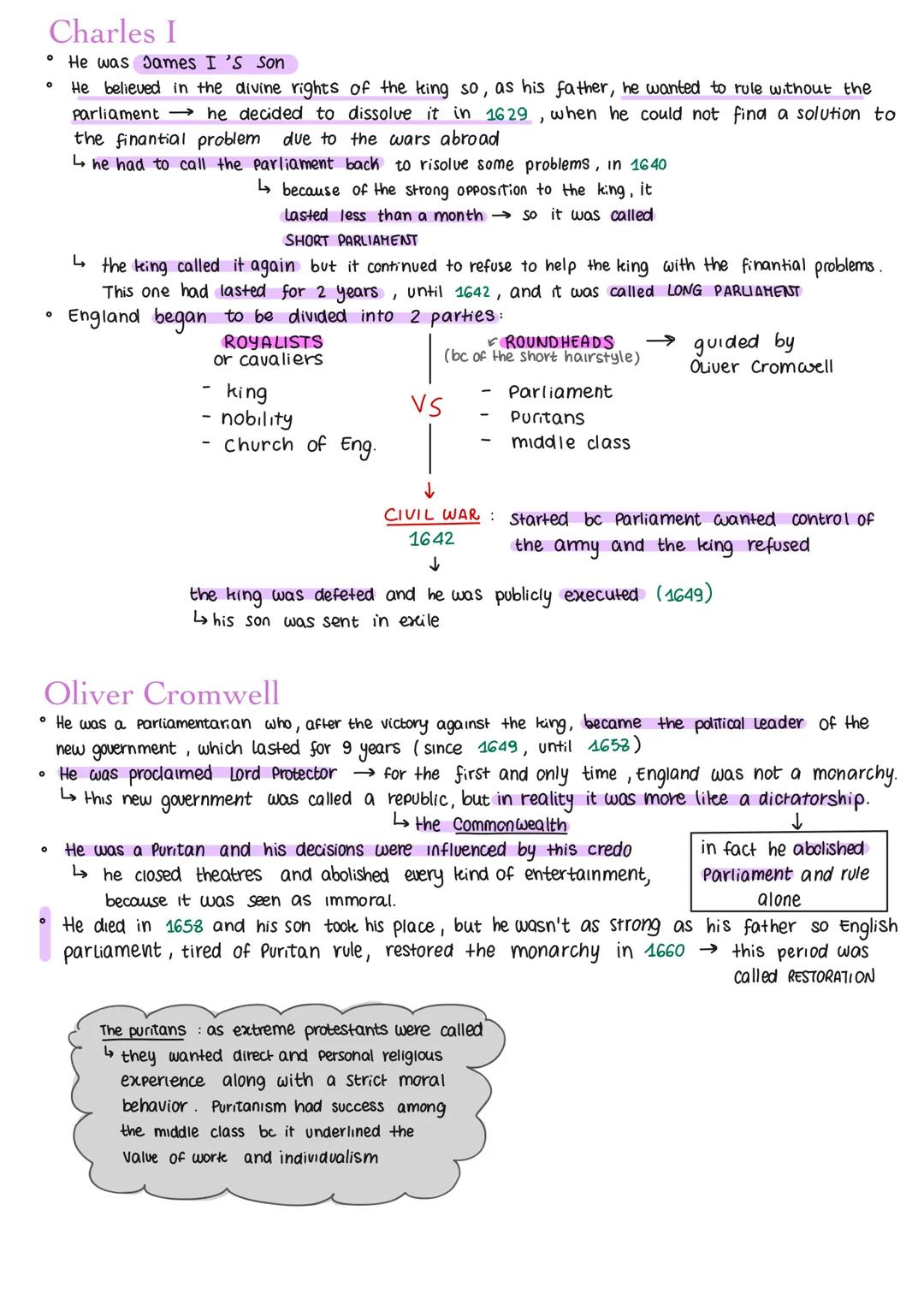 # The Stuart dinasty

DINASTY

① James I (1603-1625)

② Charles I (1625-1649)

③ Republic - with Oliver Cromwell (1649-1660)

④ Charles II (