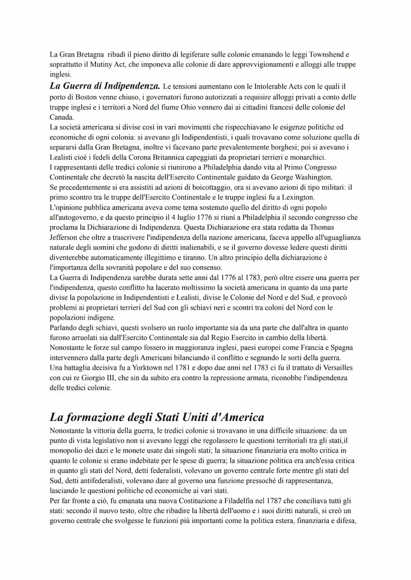 La Rivoluzione Americana
La Colonizzazione del Nord America era già cominciata agli inizi del Seicento, quando gruppi di
inglesi Puritani sc