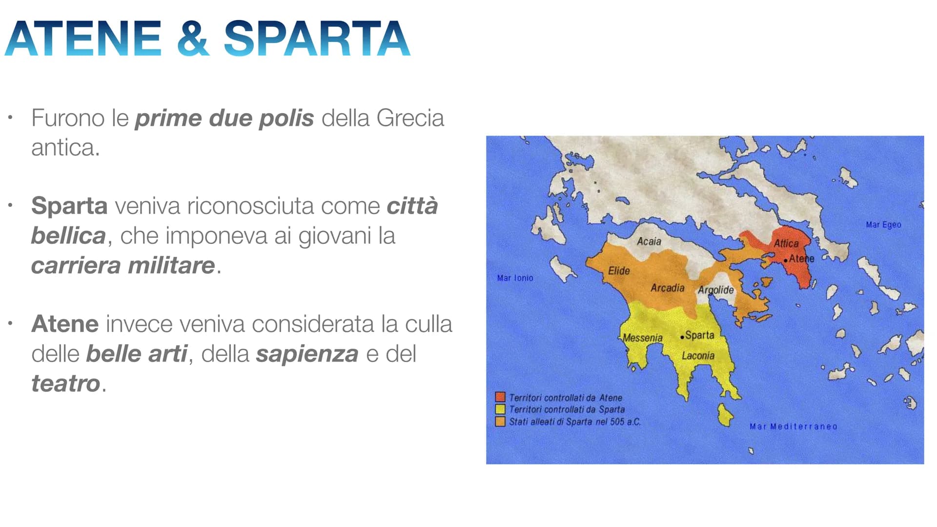 ATENE & SPARTA
Sofia La Rosa
Enrico Palano ATENE & SPARTA
Furono le prime due polis della Grecia
antica.
●
Sparta veniva riconosciuta come c