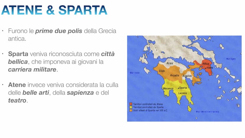 ATENE & SPARTA
Sofia La Rosa
Enrico Palano ATENE & SPARTA
Furono le prime due polis della Grecia
antica.
●
Sparta veniva riconosciuta come c