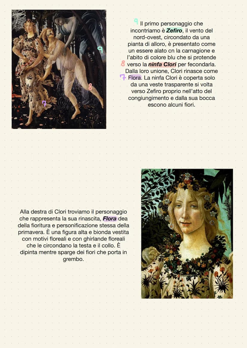La Primavera
La primavera è considerata il capolavoro di Sandro Botticelli, il quale propone gli dei
antichi e la corte di esseri mitici di 