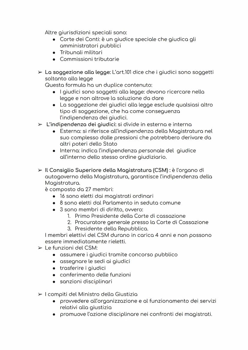 I GIUDICI E LA FUNZIONE GIURISDIZIONALE
➤ La funzione giurisdizionale: consiste nell'amministrare la giustizia
ed è affidata alla Magistratu