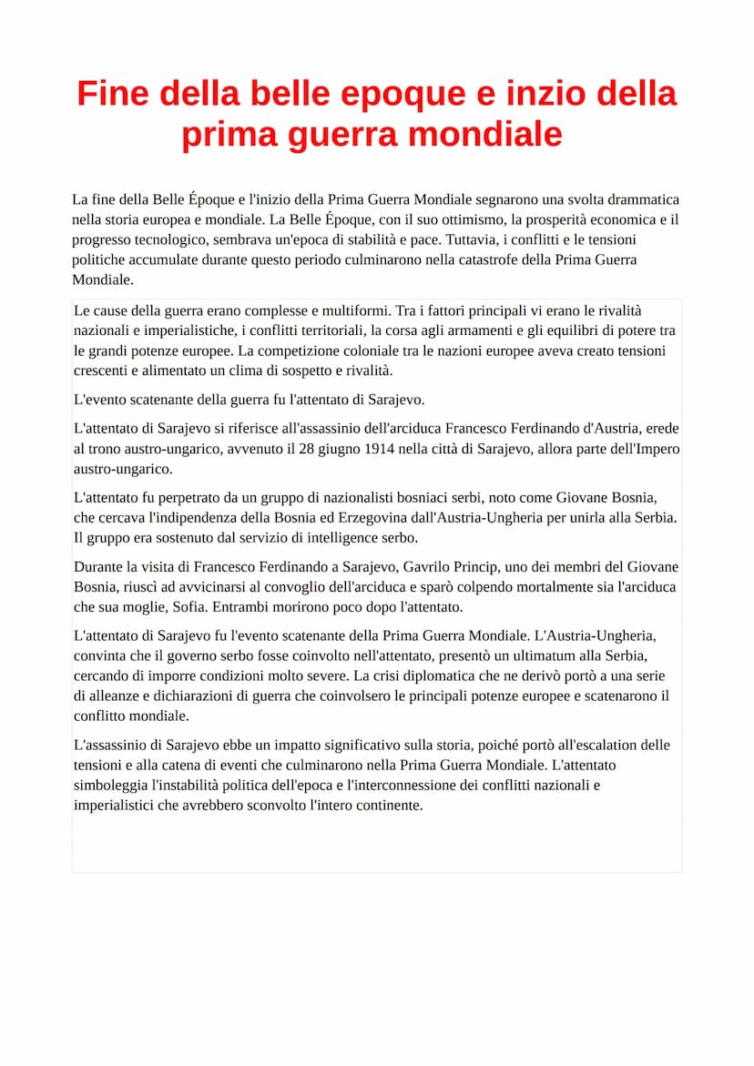 La Belle Epoque
La Belle Époque è un termine francese che significa "bella epoca" ed è utilizzato per descrivere un
periodo di relativa pace