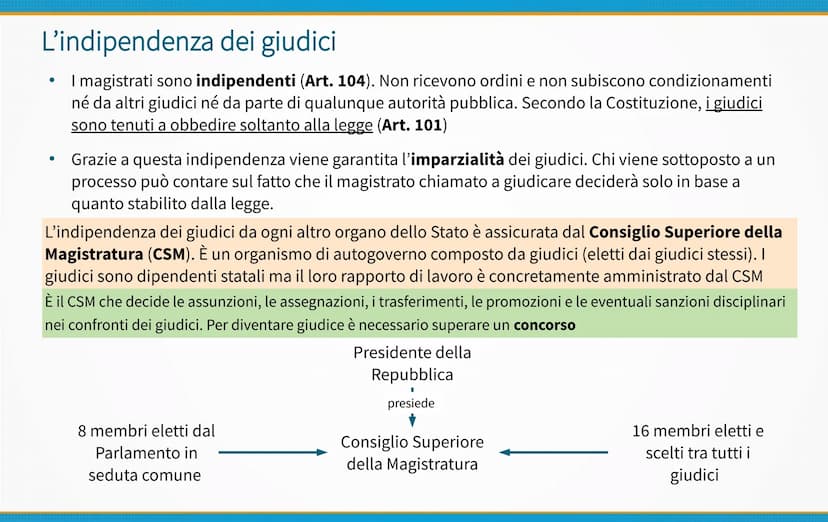 La Magistratura La Magistratura (artt. 101-113 Cost.) è l'organo dello Stato che detiene il
potere giudiziario in campo civile, penale e amm