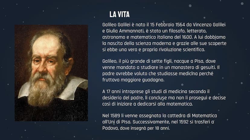 GALILEO
GALILEI LA VITA
Galileo Galilei è nato il 15 Febbraio 1564 da Vincenzo Galilei
e Giulia Ammannati, è stato un filosofo, letterato,
a