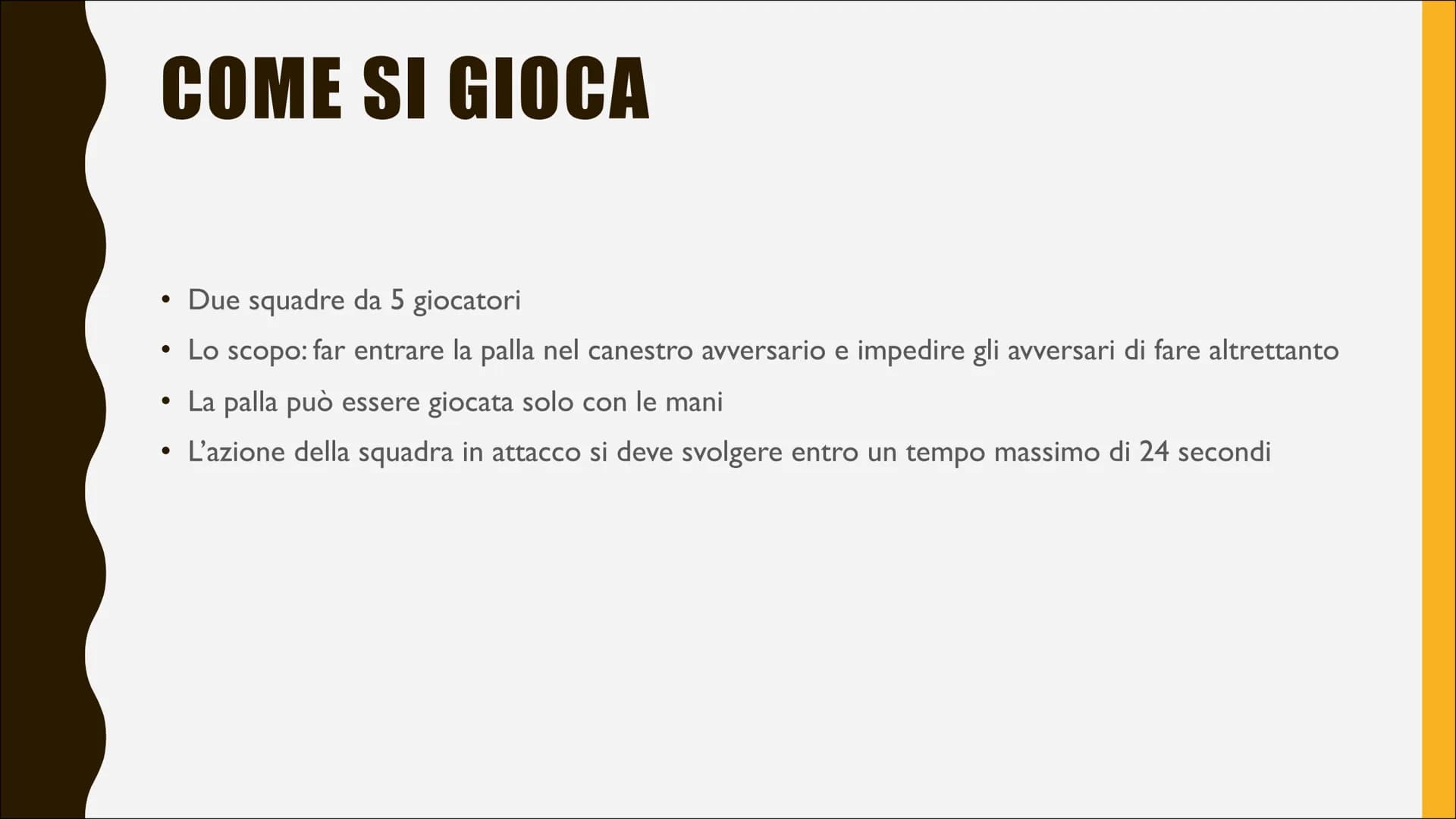 BASKET L'AREA DI GIOCO
●
Il campo è diviso in due dalla linea mediana
La linea di tiro libero è posta a 5,80 m dalla lineadi fondo campo, ch