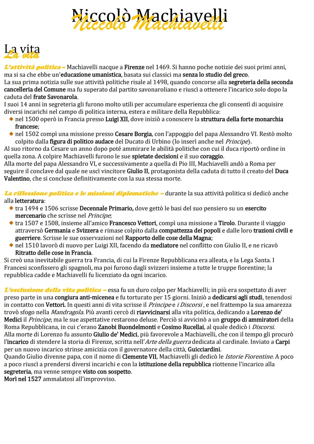 La vita
La vira
Niccolò Machiavelli
Niccolo Machiavelli
L'attività politica - Machiavelli nacque a Firenze nel 1469. Si hanno poche notizie 