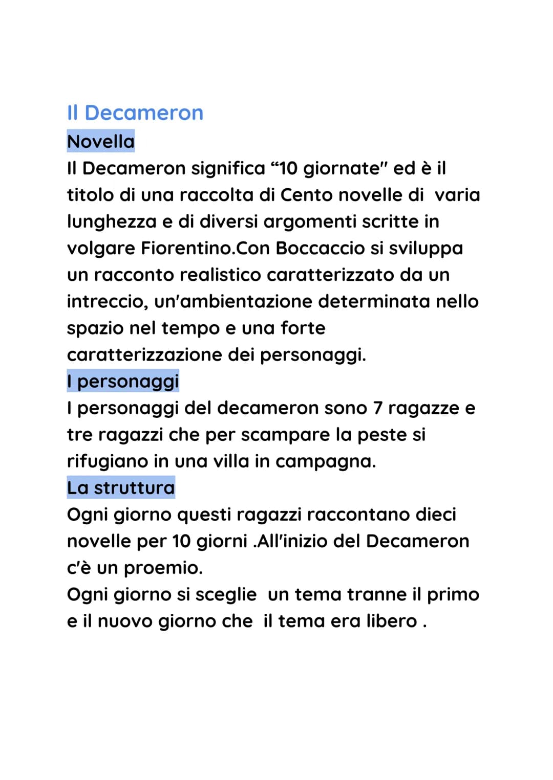 Giovanni Boccaccio
La vita
Giovanni Boccaccio nasce a Certaldo nel 1313.
A 14 anni si trasferisce a Napoli presso la
corte degli Angioini do