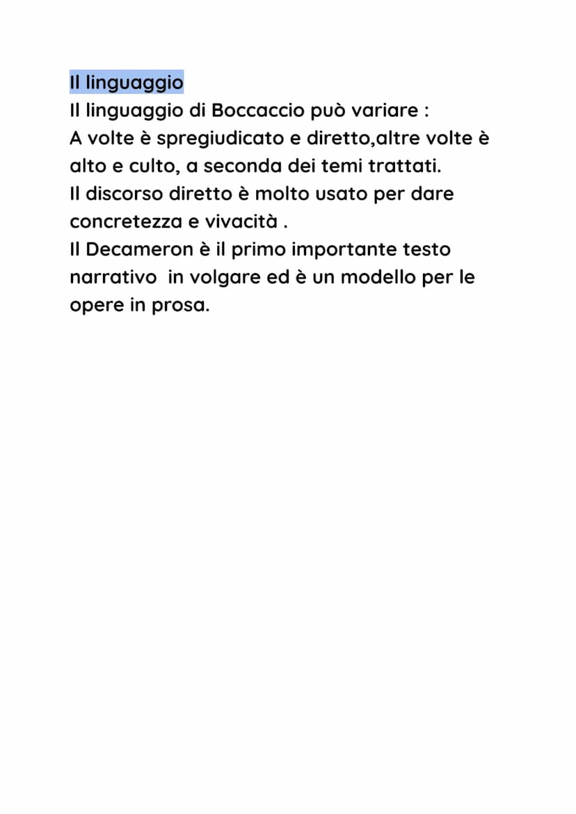Giovanni Boccaccio
La vita
Giovanni Boccaccio nasce a Certaldo nel 1313.
A 14 anni si trasferisce a Napoli presso la
corte degli Angioini do