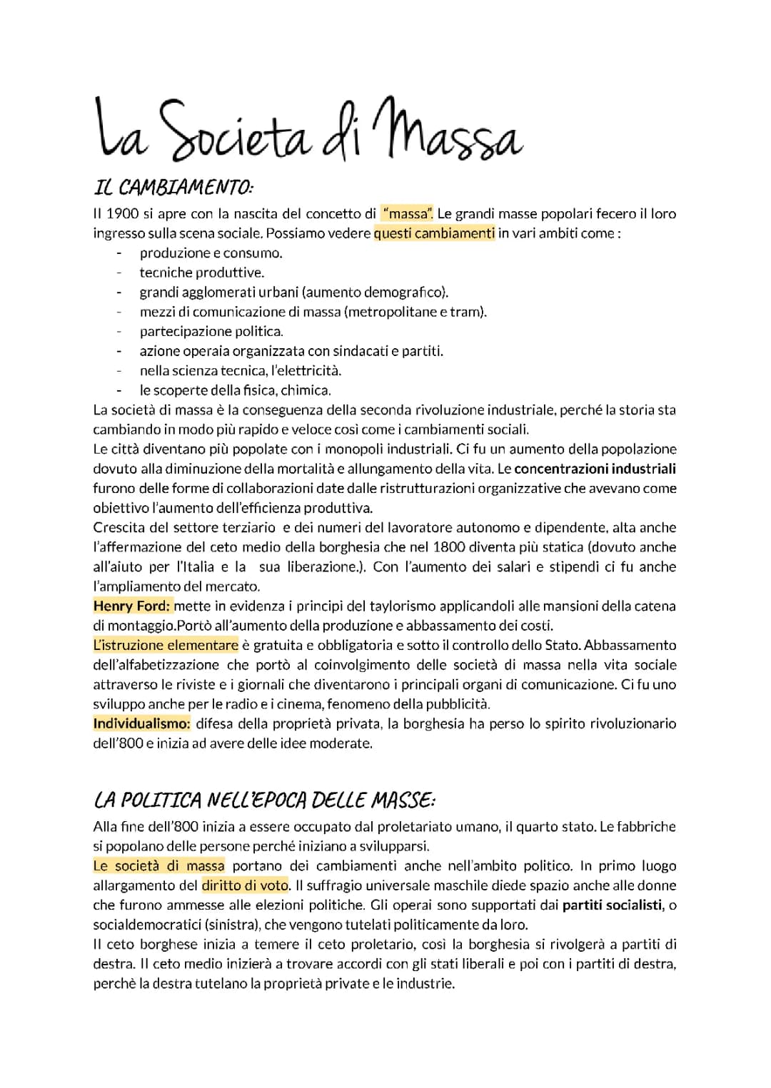 Età Giolittiana e Società di Massa