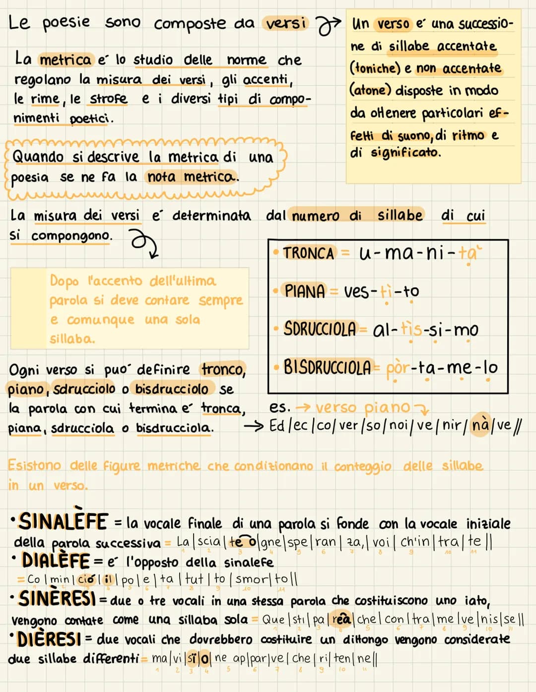 Le poesie sono composte da versi un verso e' una successio-
ne di sillabe accentate
(toniche) e non accentate
(atone) disposte in modo
da ol