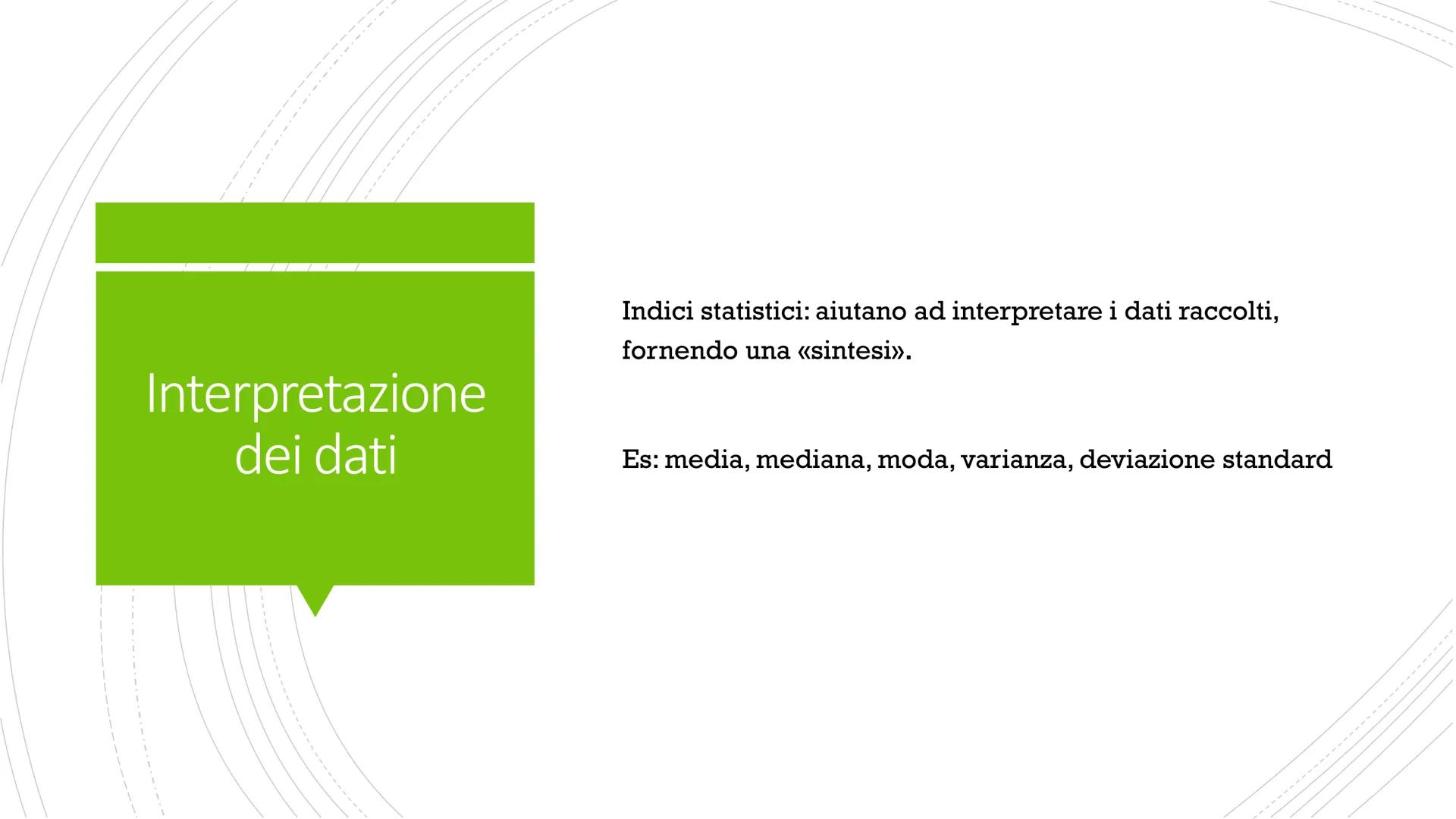Introduzione alla statistica Cos'è la
statistica?
Scienza che si occupa, attraverso metodi matematici, di
raccogliere dati, analizzarli, int