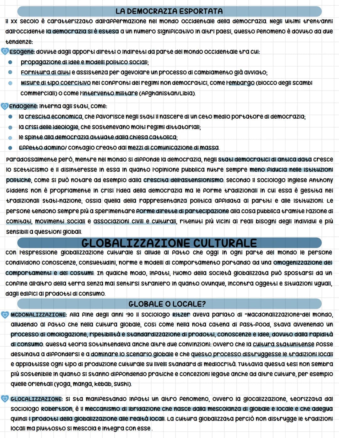 LA GLOBALIZZAZIONE
Il termine globalizzazione indica l'insieme dei processi di varia natura (economica, politica, culturale e
comunicazione)