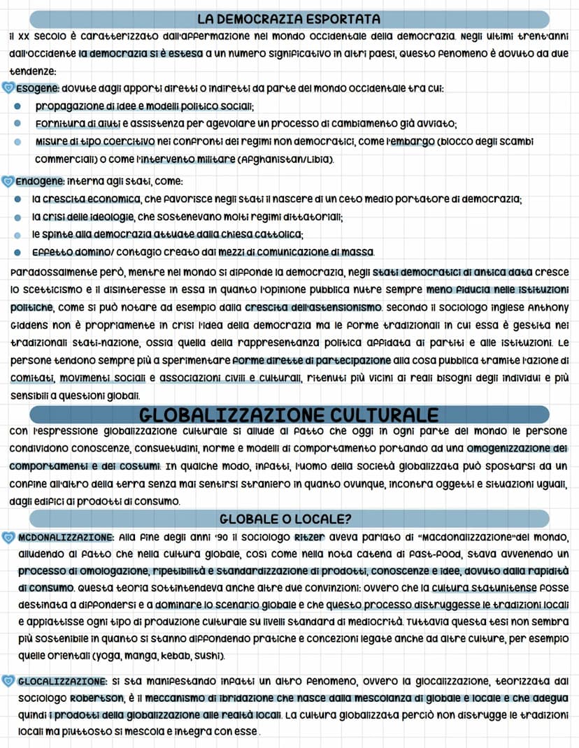 LA GLOBALIZZAZIONE
Il termine globalizzazione indica l'insieme dei processi di varia natura (economica, politica, culturale e
comunicazione)