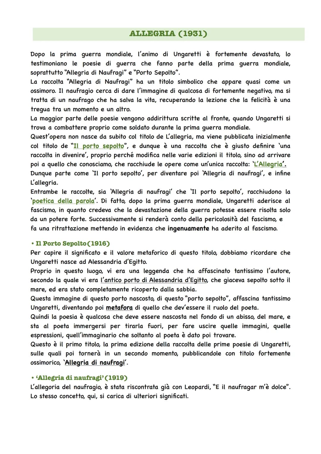 Giuseppe Ungaretti
LA VITA
Giuseppe Ungaretti nasce nel 1888 ad Alessandria d'Egitto.
La sua nascita in Egitto è legata al fatto che il padr