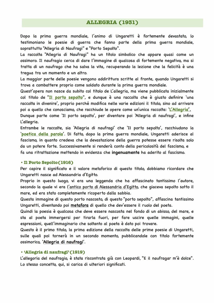Giuseppe Ungaretti
LA VITA
Giuseppe Ungaretti nasce nel 1888 ad Alessandria d'Egitto.
La sua nascita in Egitto è legata al fatto che il padr