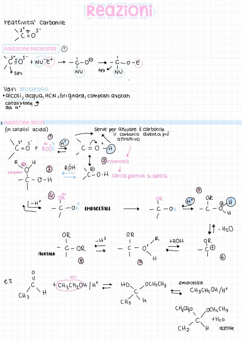 Composti carbonilici
elettrofila
COS
SP₂
H
Aldeidi e chetani
triangolare planare
C legami ~ eπT
legame polarizzato
S nucleofilo
O=C
Aldeidi 