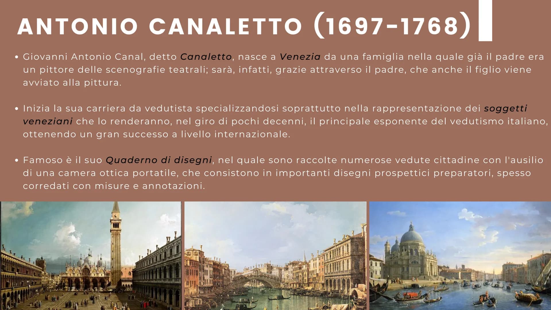 AAAAAAAAAAAAAAAAAA
A
IL VEDUTISMO
TRA ARTE E TECNICA
UNA PRESENTAZIONE DI BOSIS ELENA 4B
Bibliografia: Itinerario nell'arte, quarta edizione