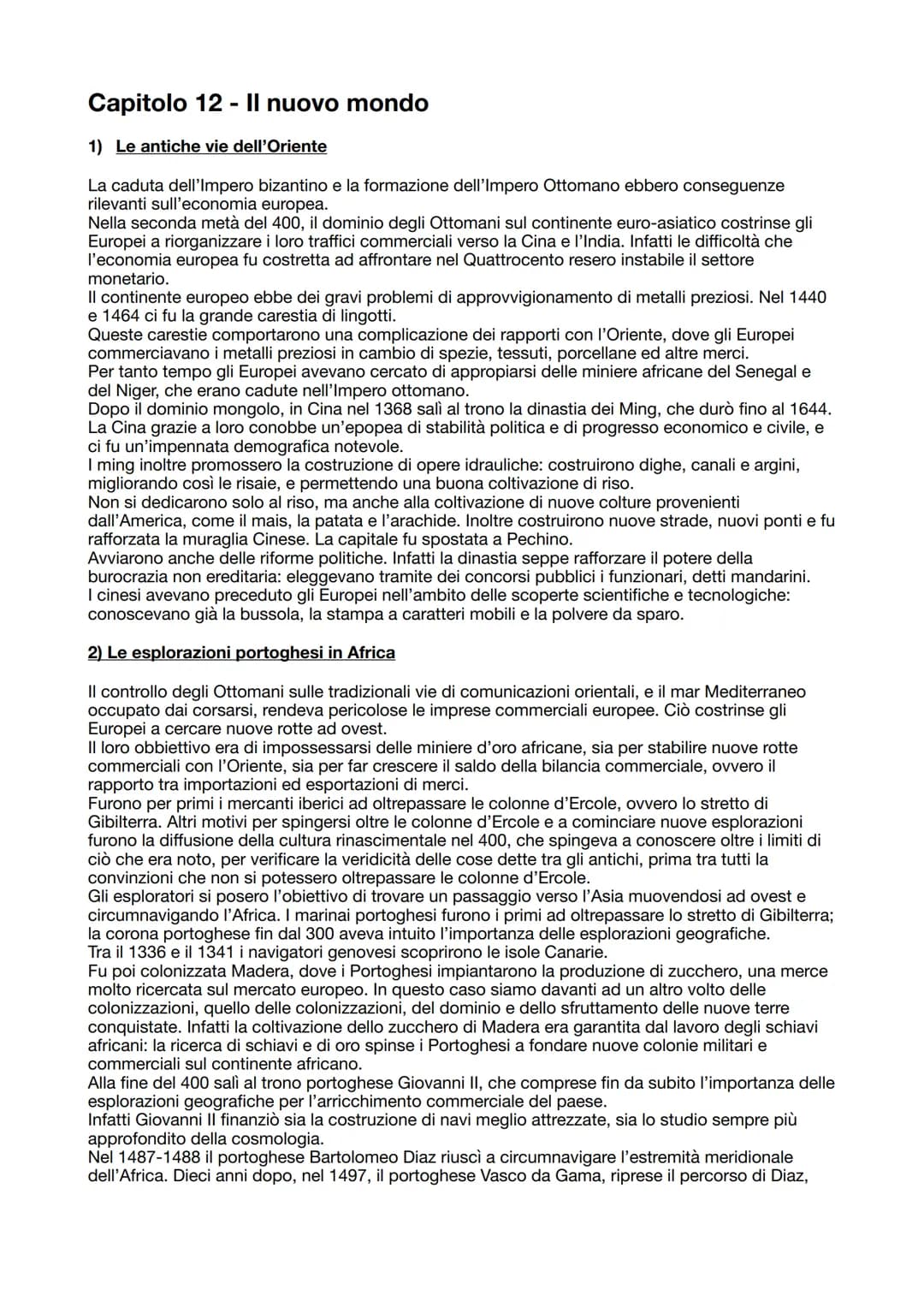 Capitolo 12 - Il nuovo mondo
1) Le antiche vie dell'Oriente
La caduta dell'Impero bizantino e la formazione dell'Impero Ottomano ebbero cons