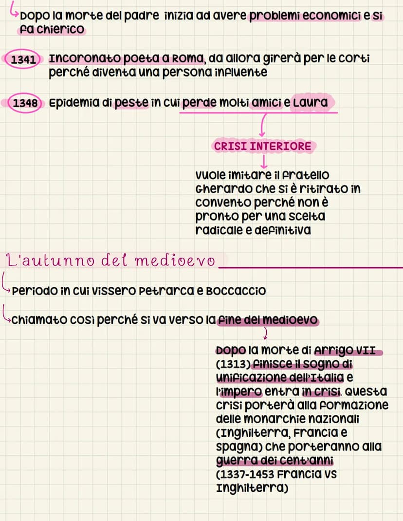 Francesco Petrarca Francesco Petrarca
(₁
20-07-1304 ad Arezzo
1374
Figlio di un notaio Fiorentino
Non incontrerà mai Dante anche se avrebbe 