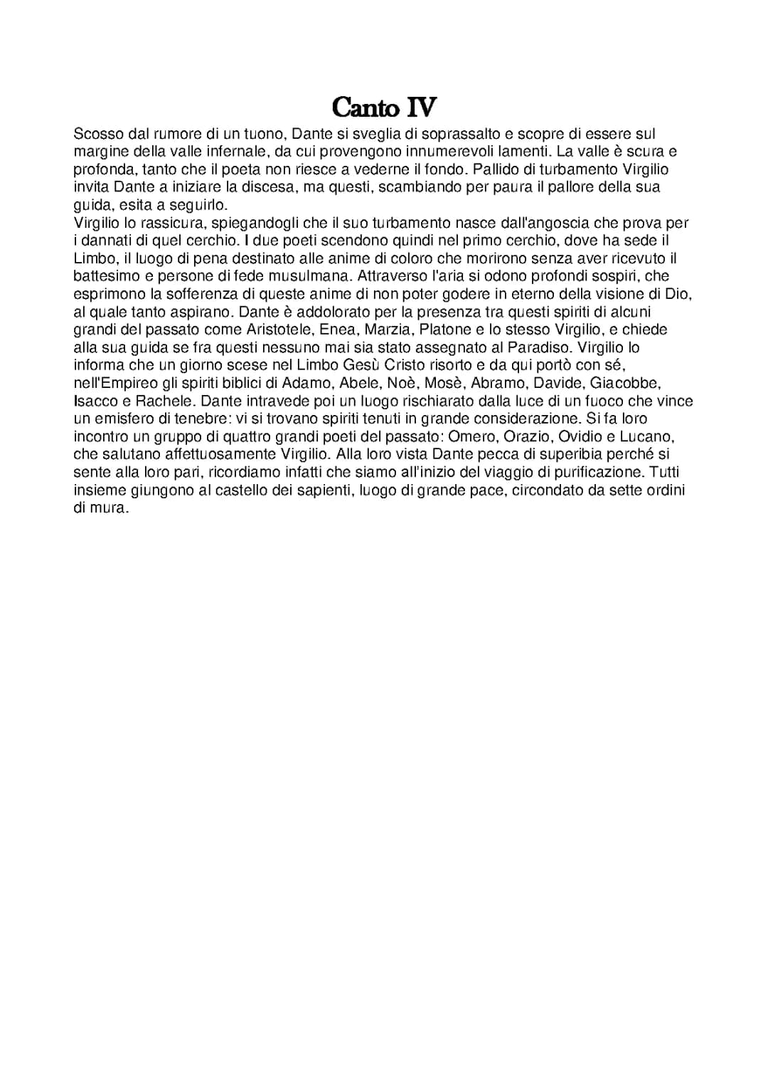 Appunti canti dell’Inferno 