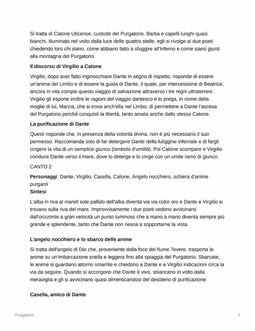 Purgatorio
Purgatorio Canto 1 - Riassunto
Tempo
: domenica di Pasqua 10 aprile 1300, all'alba (tra le 4 e le 5 antimeridiane)
Antipurgatorio