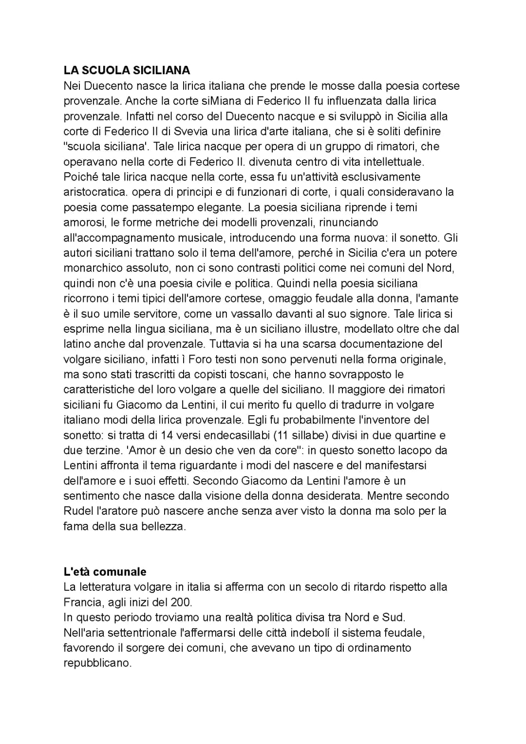 La scuola siciliana, Guinizelli, Guittone D’Arezzo, Cecco Angiolieri