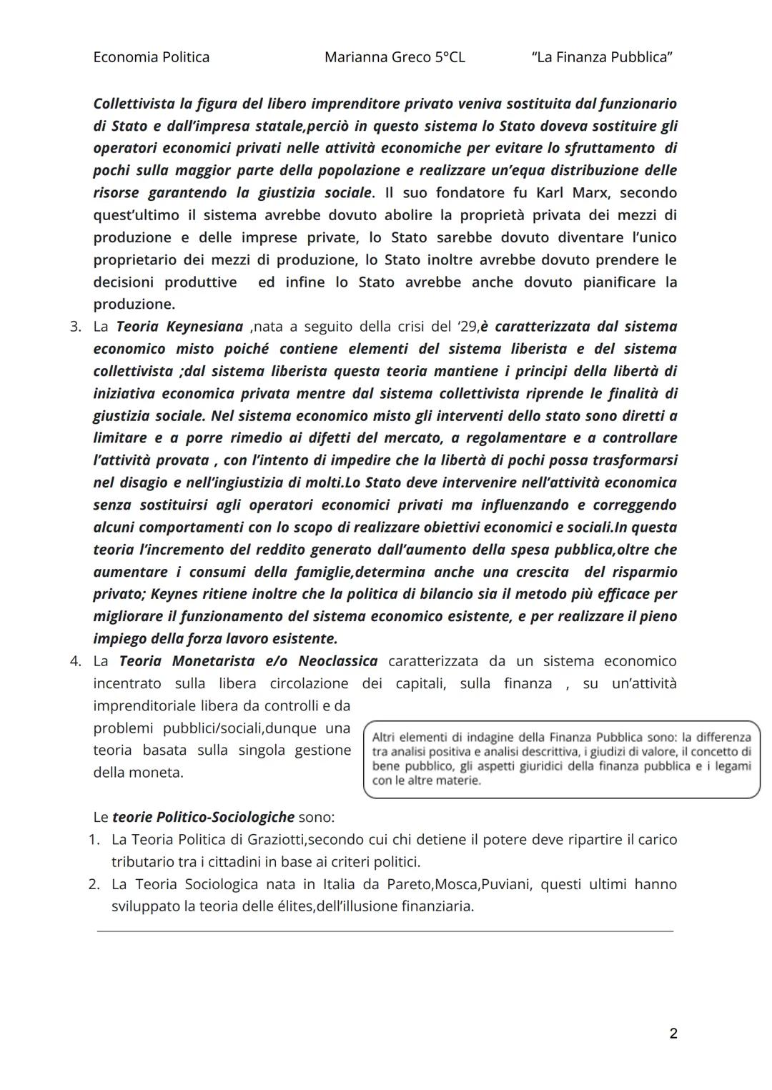 # Economia Politica

Marianna Greco 5°CL

"La Finanza Pubblica"

La Finanza Pubblica è l'attività svolta dalle pubbliche autorità volta a re