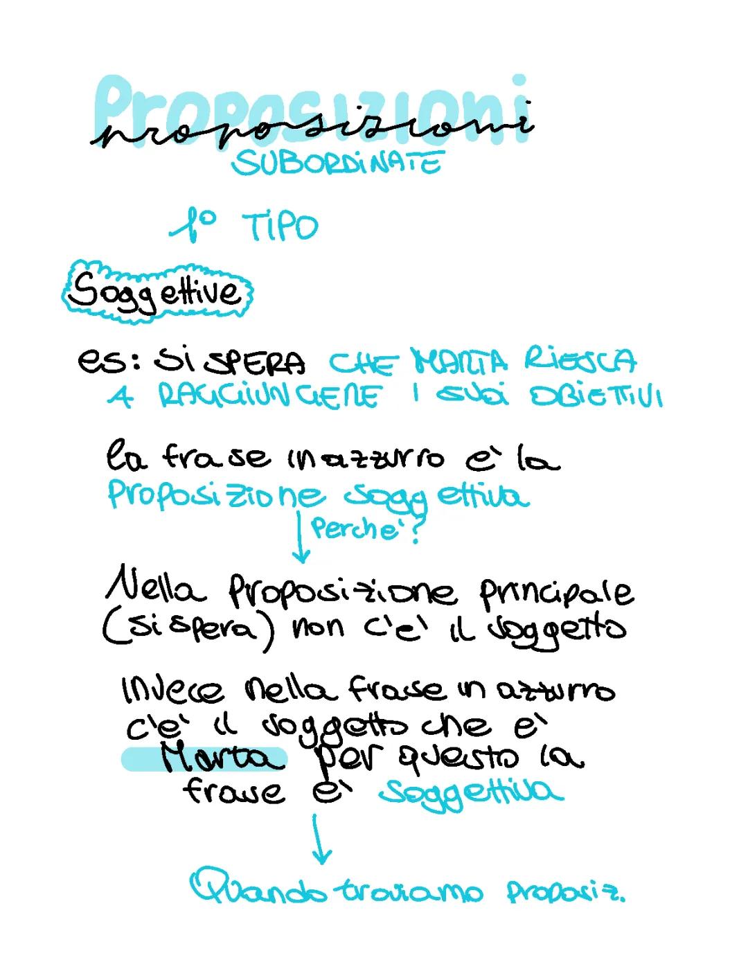 Esempi di Proposizioni Soggettive e Differenze con le Oggettive