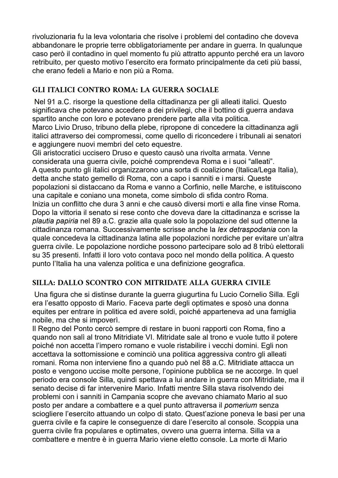 MARIO E SILLA
lezione del 12-16-19-23/10/23
GAIO MARIO, GENERALE E LEADER POPOLARE
Gaio Mario era un forte sostenitore dei populares, tanto 