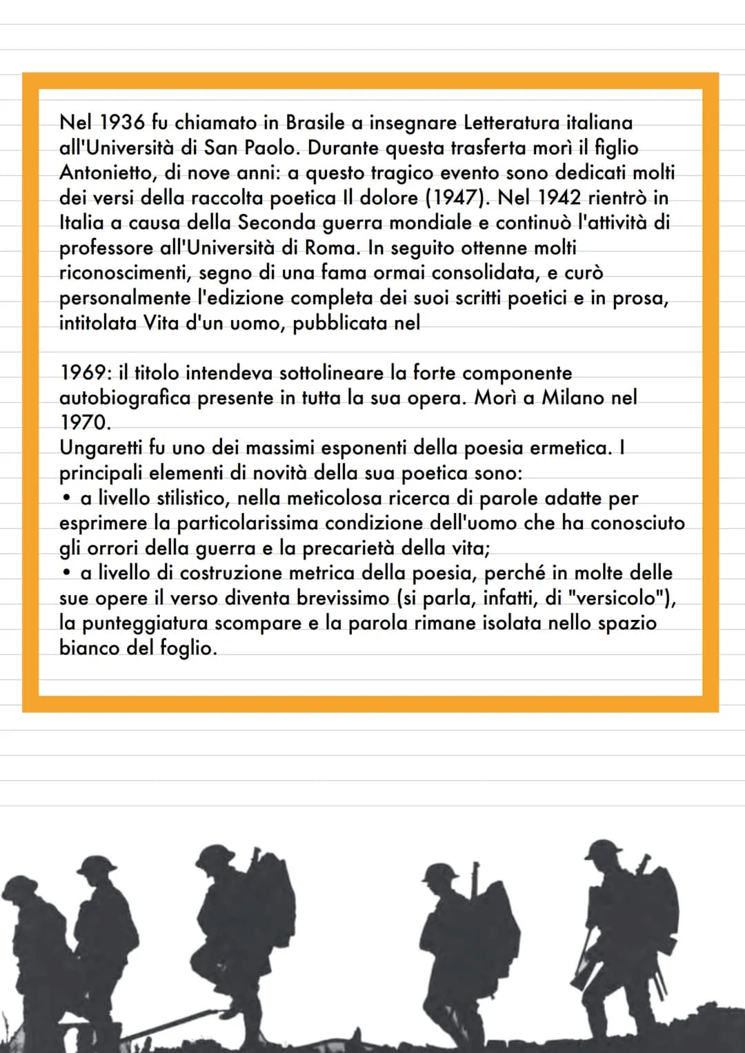 Giuseppe Ungaretti
Giuseppe Ungaretti nacque ad Alessandria d'Egitto nel 1888 da
genitori italiani. Dopo aver trascorso l'infanzia e la giov