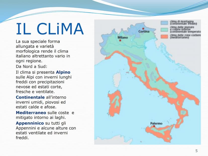 L'ITALIA
IL MIO PAESE
1 L'Italia è
una
penisola
Una terra ricca di storia
dove in uno spazio esiguo si
alternano climi e paesaggi
diversi.
H
